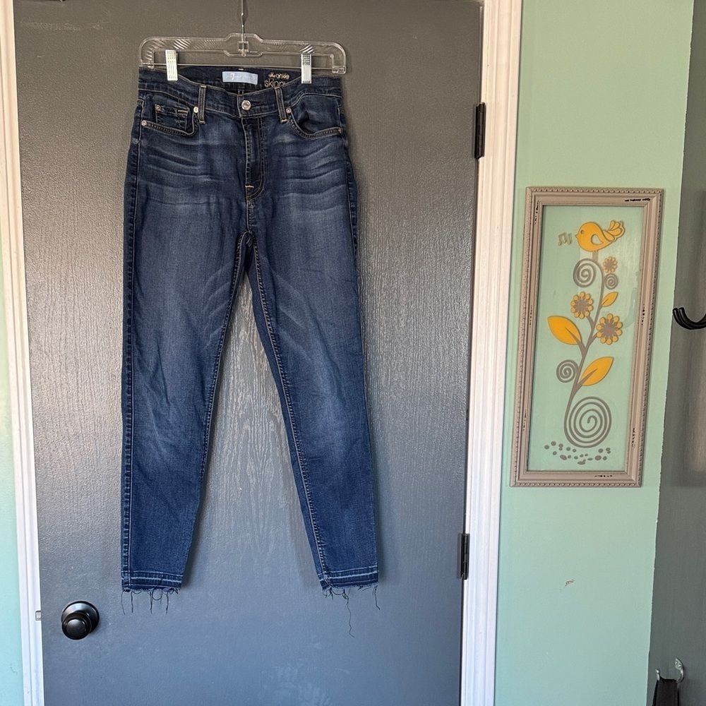 7 For All Mankind Dark Blue Skinny Jeans - Picture 1 of 6